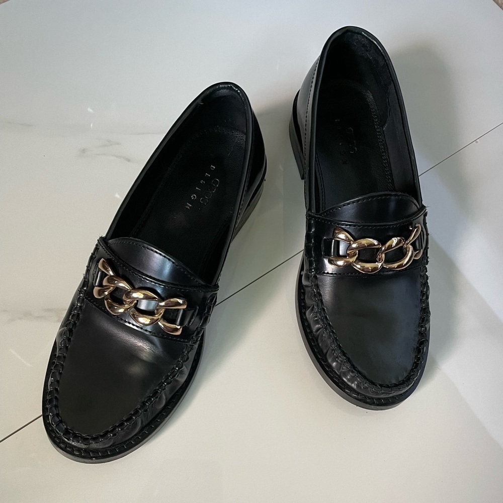 ASOS DESIGN Method Vegan Leather Loafers With Chain in Black Size 2 - Picture 5 of 6